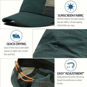 Casquette de sport imperméable et tendance pour activités de plein air, chapeau de camping en nylon à séchage rapide, casquette de pêche à 5 panneaux - Product Image 3