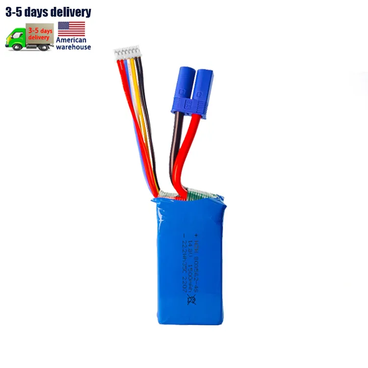 Batterie au lithium polymère à haut débit soutenue 35C décharge pompe de charge batterie d'alimentation mobile 803562 14.8V 1500mah