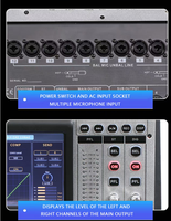 Console de mixage numérique professionnelle XTUGA T-24 à 24 canaux, écran tactile, effets intégrés, enregistrement USB, performance sonore sur scène