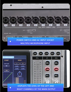 Console de mixage numérique professionnelle XTUGA T-24 à 24 canaux, écran tactile, effets intégrés, enregistrement USB, performance sonore sur scène - Product Image 6