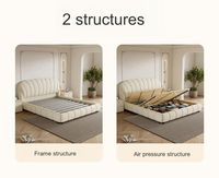 Meubles de chambre à coucher de villa haut de gamme de luxe moderne, revêtement en velours, cadre en bois de pin, lit convertible extensible et réglable