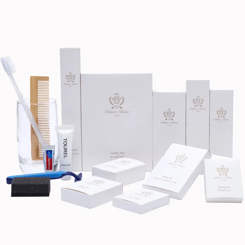 Ensemble d'accessoires de toilette jetables pour hôtel 5 étoiles, Kit d'équipements personnalisés bon marché pour chambre d'amis