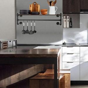 رف معدني للملابس من الحديد الزهر مثبت على الحائط صناعي ، أنبوب معلق لغرفة المعيشة - Product Image 4