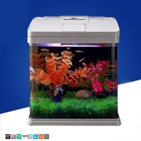 Petit aquarium de bureau en verre 2,5 L, écologique, sans changement d'eau requis, nouveau style, aquarium pour poissons rouges pour salon