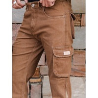 Jeans pour hommes Baggy Big And Tall Camel Brown Straight Fit Denim Cargo Jeans pour hommes