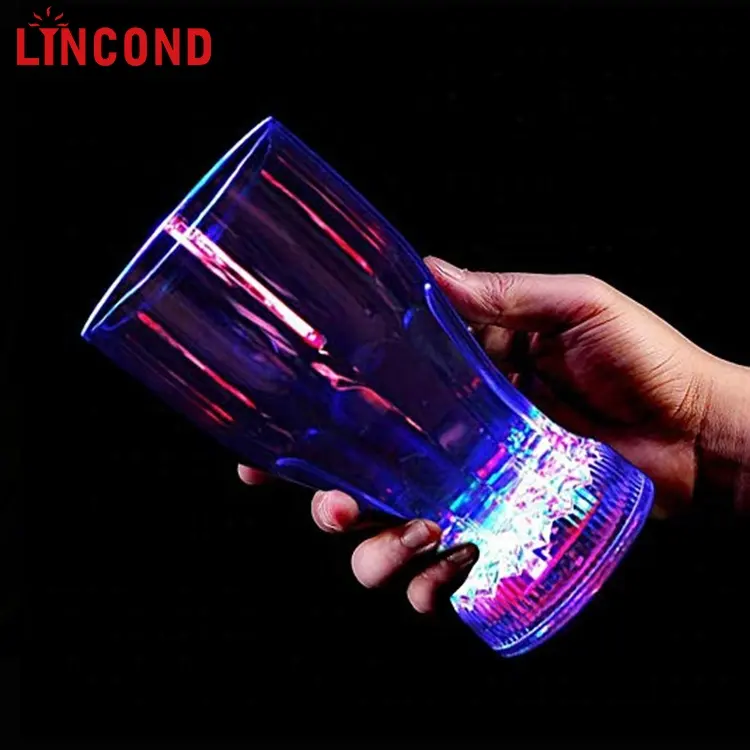Lincond Direct Factory Clear LED Flashing Beer Cup Colorful Light Drinking Cup LED Glass For Bar