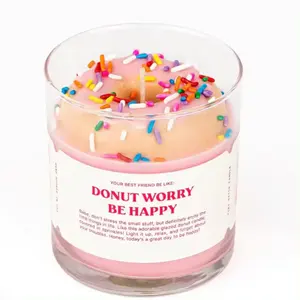 Luxury Smokeless Custom Logo Fragrance Oil Birthday Party Cake Supplies Gift Soy Wax Dessert Donut Sugar Needles Scented Candles