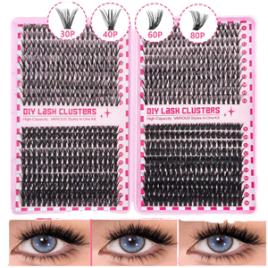 Segmented DIY False Eyelash Book Hot Melt Mixed Style Natural Thick Large Volume <b>Lash</b> <b>Kit</b> For Export Wholesale - Product Image 1