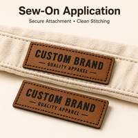 Fabricant d'étiquettes de vêtements en gros, étiquettes personnalisées pour jeans, OEM ODM, étiquette en PU marron gaufrée à coudre