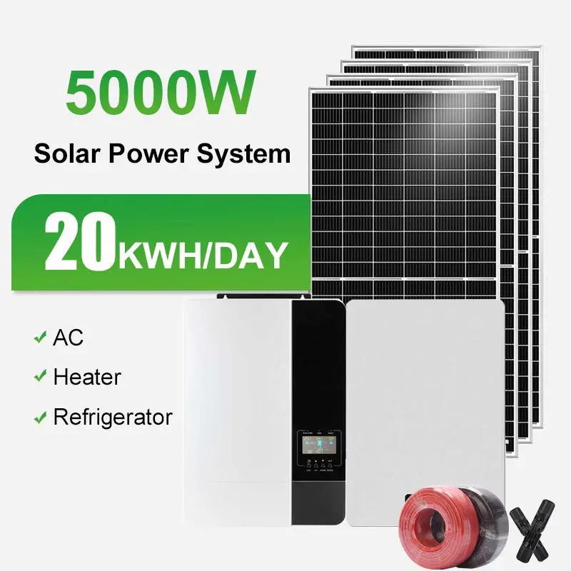 5Kw 10Kw système d'énergie solaire tout en un 4500W 5000Kw Pv Mppt système d'énergie solaire avec batterie à vie