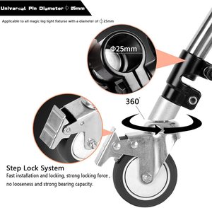C Stand treppiede in acciaio inossidabile carrello ruota supporto guida Slider <span class=keywords><strong>fotografia</strong></span> 25mm diametro carrello - Product Image 3