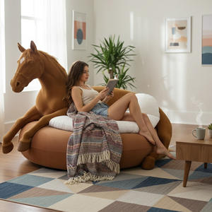 Levensgrote paardvormige bank, unieke dierenvormige leeshoek, extra grote paardvormige zitzak met rugleuning - Product Image 5