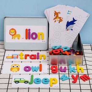 Juego de Aprendizaje del Alfabeto Inglés Básico para Niños de Hoye Crafts, Letras de Madera en Caja de Lata, Juego de Ortografía de Palabras - Product Image 3