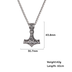Viking Stainless Steel <strong>Hammer</strong> Men <strong>Necklace</strong> Mjolnir <strong>Thor</strong> <strong>Hammer</strong> Pendant <strong>Necklace</strong> Never Fade Talisman Amulet Jewelry for Men - Product Image 6