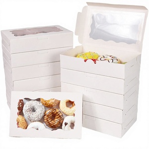 Stock Colorful Recycled Materials 18x11x4cm Food Grade Kraft Paper <b>Bakery</b> <b>Box</b> Clear Window Handle Folder Style for Cupcake - Product Image 2