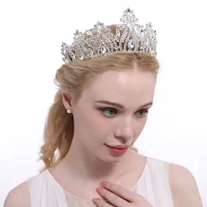Miallo-tiara de belleza de alta calidad, corona de reina de fiesta con diamantes de imitación de aleación de cristal y gota de agua
