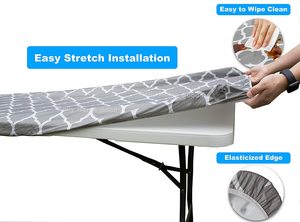 Mantel de vinilo impermeable con diseño de enrejados para acampada, Rectangular, impermeable, para bancos de mesa plegables, Juego de 3 uds. - Product Image 3