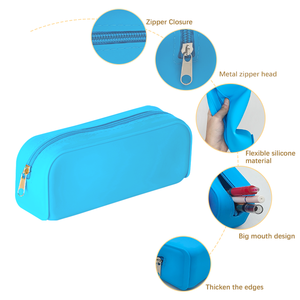 Mint Breeze Aesthetic Silicone Pencil <b>Case</b> Pouch Eco-Friendly Zipper Small <b>Makeup</b> Bag Stylish Multipurpose Storage Solution - Product Image 3