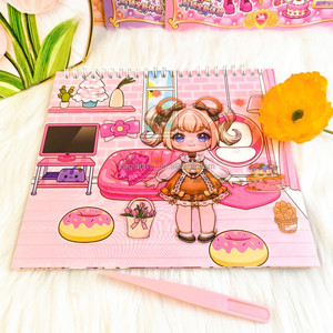 かわいい大きな目のドール着せ替えステッカーブック、シーンデコレーションステッカー、子供用DIY静音ブックおもちゃ、卸売 - Product Image 5