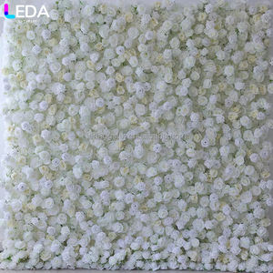 LEDA Mur de fleurs artificielles décoratives en soie blanche, fait main, personnalisé, toile de fond souple pour la Saint-Valentin - Product Image 1