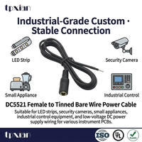 Produsen Kabel OEM Custom DC5521 Female ke Kawat Tanpa Isolasi Berlapis Timah UL1571 24AWG, Kabel Daya DC, Sesuai RoHS