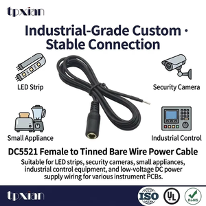 OEM Aangepaste DC5521 Vrouwelijke naar Vertinde Kale Draad Kabel Fabrikant UL1571 24AWG DC Stroomkabelboom RoHS Conform - Product Image 3