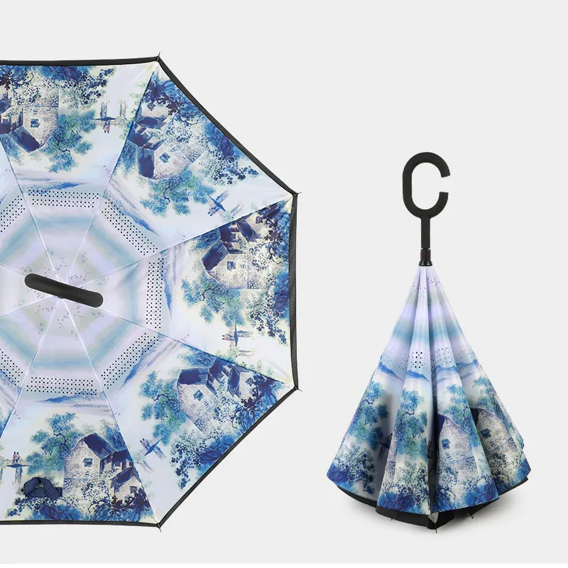 맞춤형 태양 uv 우산 포함, 로고 인쇄 도매 판촉 매뉴얼 뒤집을 수 있는 우산 무료 배송/