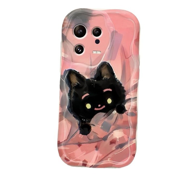 Cute Style Black Cat Printing Wave Edge Soft TPU Phone Back Cover Case for Iphone 6 7 8 X Xr XS 11 12 13 14 15 16 17 Pro Max