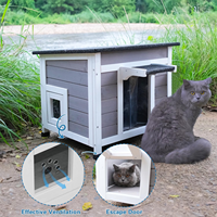 Maison pour chat d'extérieur en bois, abri pour chats errants résistant aux intempéries, enclos pour chatons avec toit en asphalte imperméable pour jardin et cour arrière