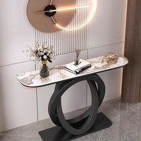 Console murale de style italien pour entrée, couloir, lumière de table semi-circulaire de luxe, vue en bout, rock chinois, fer, art, salon