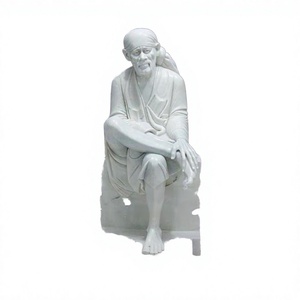 Statua di Buddha in Marmo Bianco a Grandezza Naturale, Design Moderno Fatto a Mano, Scultura per Decorazione Giardino, Templi Indiani - Product Image 1