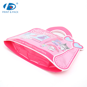 Pochette en plastique brillante personnalisée avec fermeture éclair, emballage de forme spéciale, <span class=keywords><strong>sac</strong></span> à <span class=keywords><strong>main</strong></span> de dessin animé avec poignée pour bonbons - Product Image 3