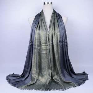 Hot Selling Women's Spring <b>Gold</b> Muslim Hijab Long Viscose <b>Scarf</b> with Shimmer Glitter - Product Image 3