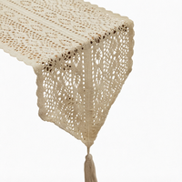 Nappe de table en coton et lin, motif géométrique au crochet fait main, style campagnard américain, pour table basse ou serviette de table décorative