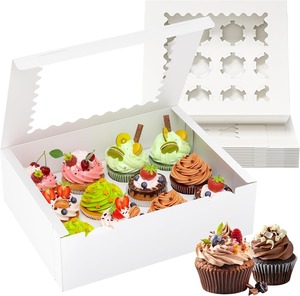 Cajas para Cupcakes con Ventana y Laminado Mate, Paquete de 12 Unidades, Aptas para Alimentos, Ideales para Fiestas de Cumpleaños, Días Festivos y <span class=keywords><strong>Sushi</strong></span> - Product Image 1