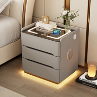 Table de chevet flottante avec lumière inductive Table de chevet intelligente verrouillable moderne Design simple Table de chevet rechargeable à trois tiroirs