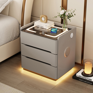 Mesita <span class=keywords><strong>de</strong></span> <span class=keywords><strong>Noche</strong></span> Flotante con Luz Inductiva, Moderna, con Cerradura, Inteligente, <span class=keywords><strong>Diseño</strong></span> Simple, Recargable, con Tres Cajones - Product Image 6