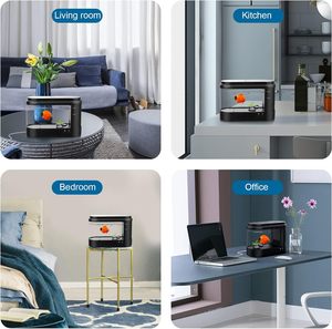 Aquário Kit 1,8 galão pequeno tanque de plástico <span class=keywords><strong>Betta</strong></span> <span class=keywords><strong>Fish</strong></span> com iluminação LED ajustável para Home Office (Preto) - Product Image 6