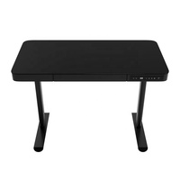 Table d'ordinateur moderne sur pied avec tiroir, fonction de levage électrique, verre trempé intelligent pour usage domestique