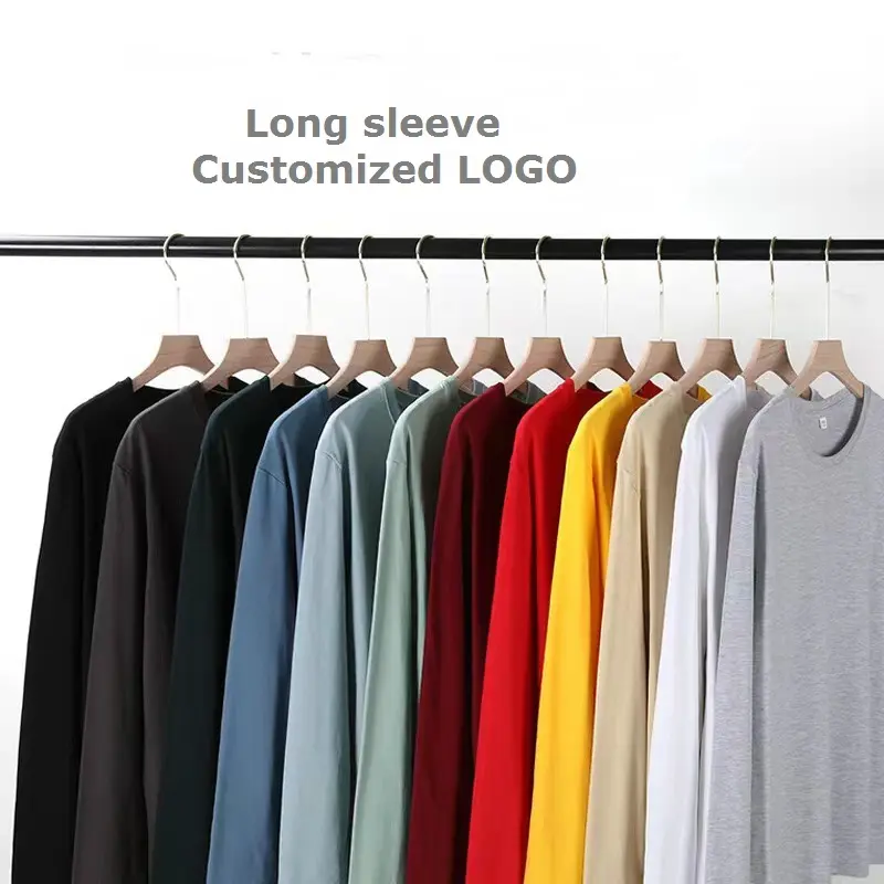 Custom logo long sleeve t shirt high quality 100% Cotton t shirt for men long sleeve Casual blank long sleeve t shirt men
