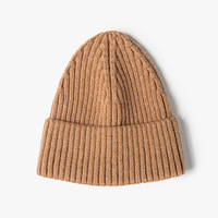Großhandel Wolle-Acryl Winter Warme Unisex Bestickte Einfarbige Gerippte Blanko Gestrickte Mützen mit Anpassbarem Logo