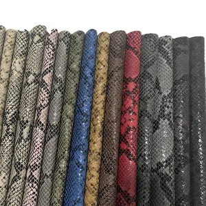 Custom snakeskin tecido Pu couro artificial sintético para o material do saco com alta qualidade e preço razoável