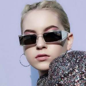 Lunettes de soleil tendance 2022, style vintage, avec verres miroir, forme de bouclier, pour femmes, petites lunettes carrées rectangulaires - Product Image 2
