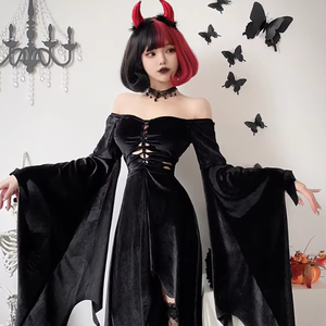 Disfraces de Halloween de estilo moderno europeo-americano: Vestido largo de bruja, Vestidos negros de vampiro y Dios de la Muerte - Product Image 1