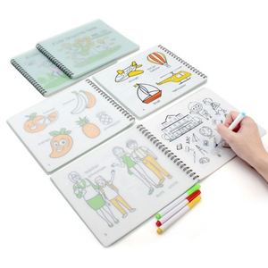 Juego de Libros de Dibujo de Silicona Verde Borrable para Niños USSE, Blocs de Dibujo Reutilizables de 21x18cm, Unisex, Edades 3-6, Regalo para Niños - Product Image 1