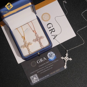 Collar con Colgante de Cruz Clásico de Plata 925 con Incrustaciones de Diamantes de Imitación VVS Estilo Hip Hop para Mujer, Certificado GRA - Product Image 4