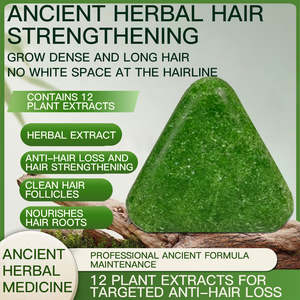 Soin capillaire biologique, <span class=keywords><strong>Savon</strong></span> solide shampoing artisanal hydratant authentique à base de feuilles de Platycladus Orientalis et d'Usman Grass, anti-chute de cheveux - Product Image 4