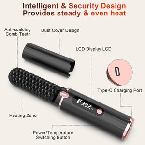 Cepillo Alisador de Cabello Inalámbrico Portátil, Recargable de 4500mAh, Peine Alisador con 4 Temperaturas, Peine Caliente Inalámbrico de Viaje - Product Image 5