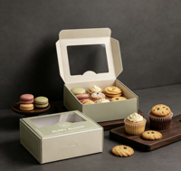 Boîtes à macarons, pâtisseries et biscuits personnalisées, mini, de luxe, durables, biodégradables, avec fenêtre transparente
