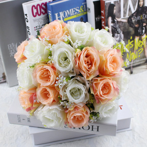 Ramo de Flores Artificiales, 18 Cabezas de Rosas de Plástico con Tallos, Flores Artificiales para Ramos de Novia, Centro de Mesa para Bodas - Product Image 3